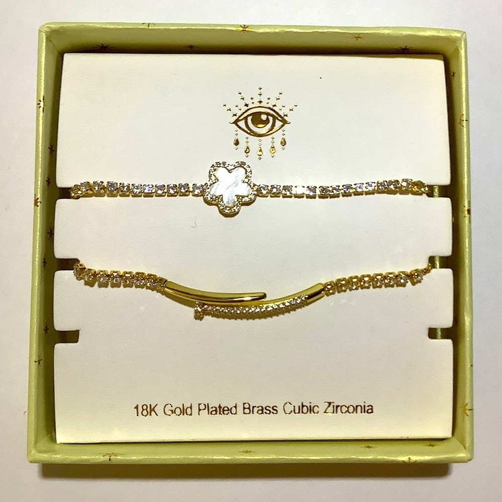 Eye Candy Luxe Louise 2 Piece CZ Bolo Bracelet New